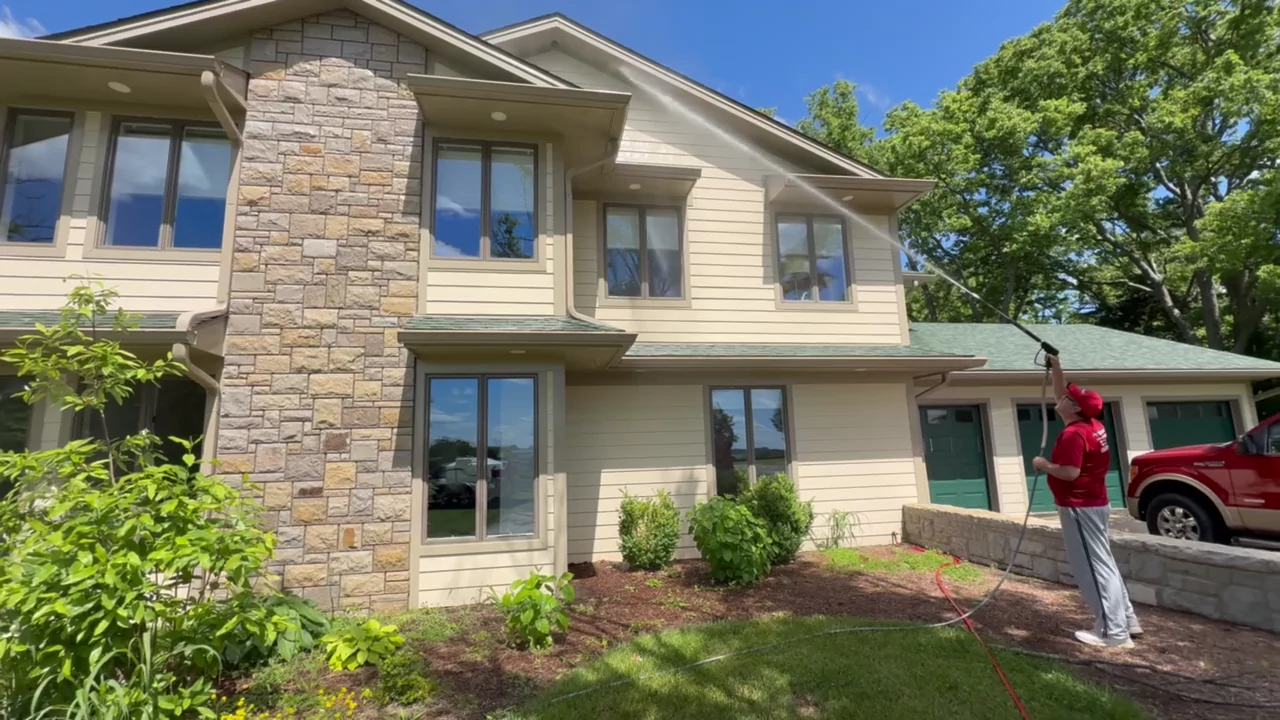 Soft Washing a customers house