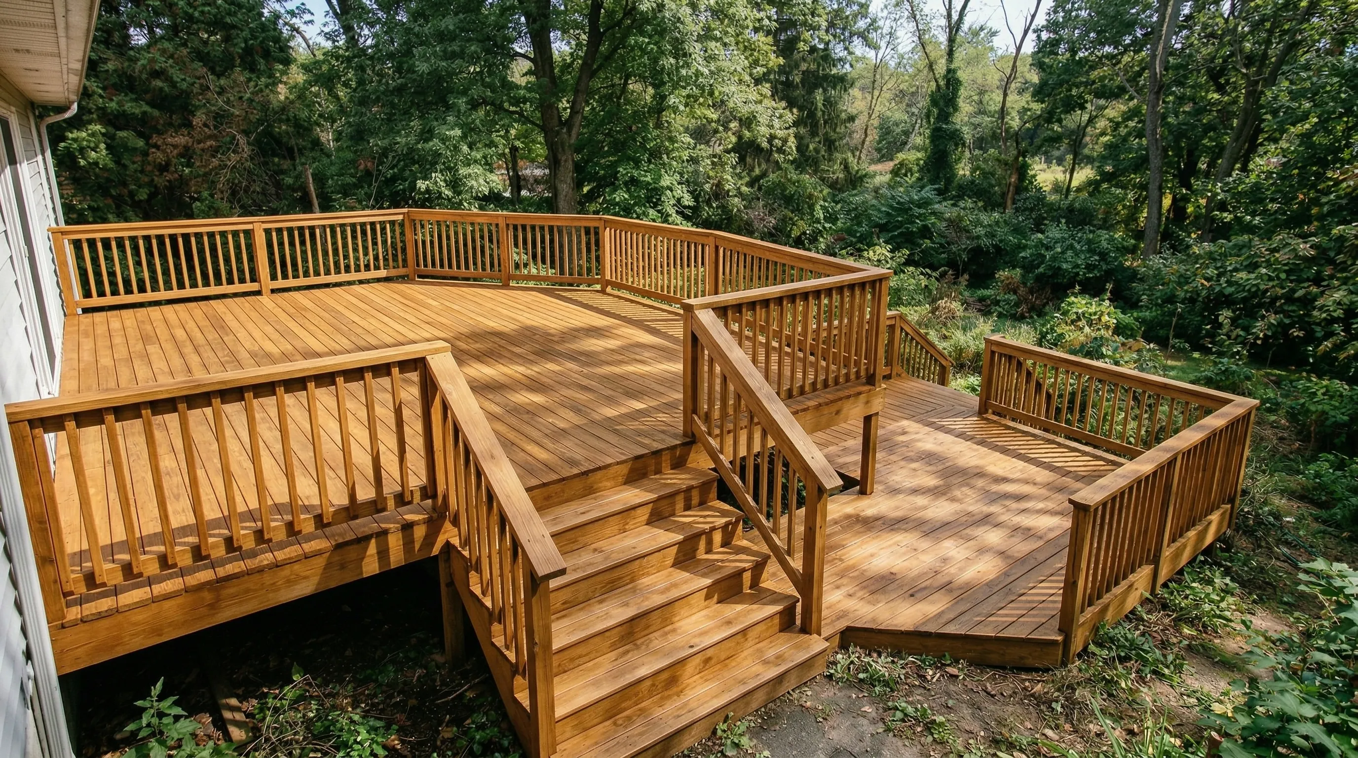 Multi-Level Deck Staining — Honey Brown after - Lexington KY