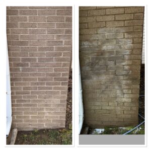 Graffiti on exterior wall removal