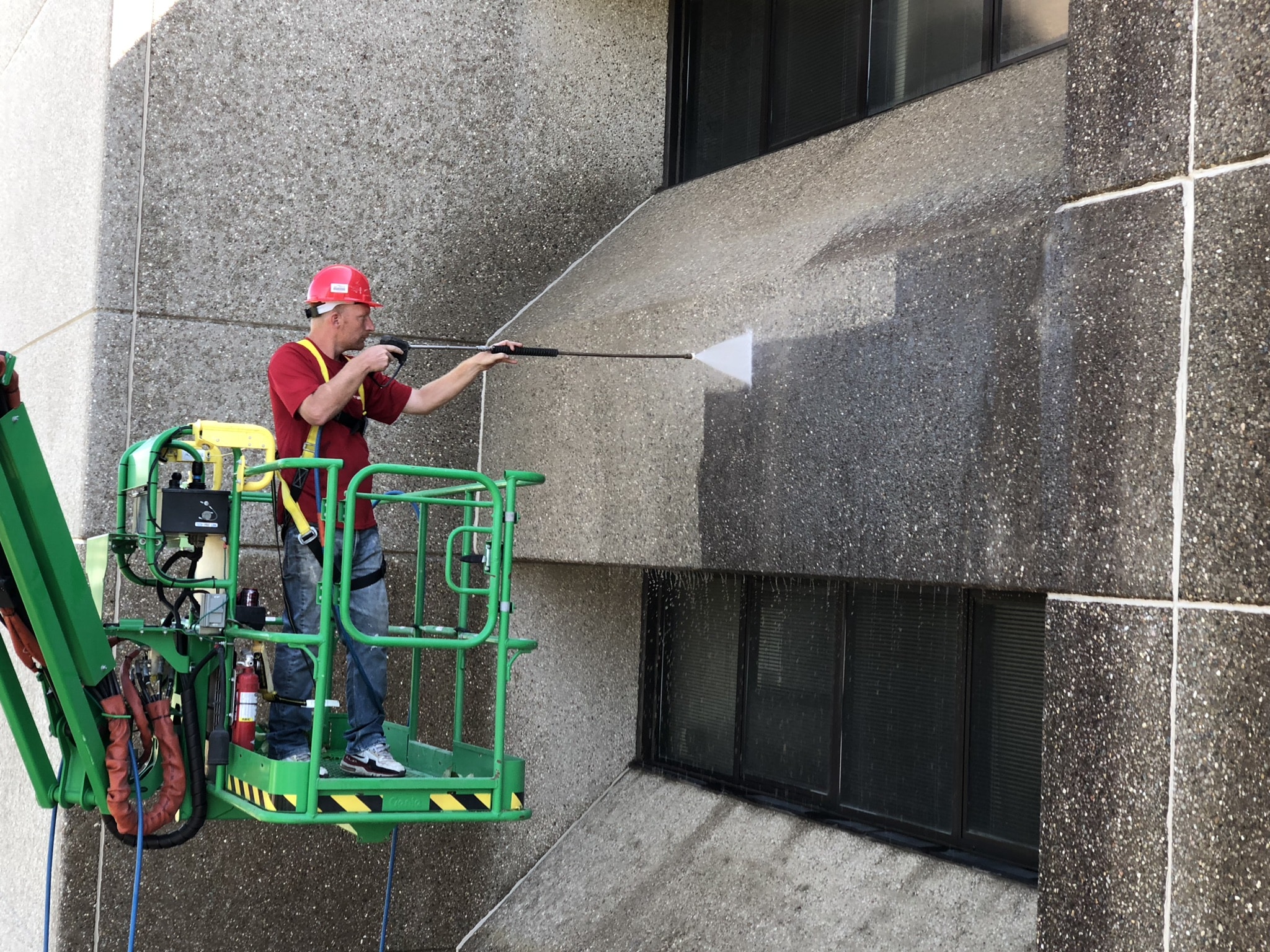 Large building power washing