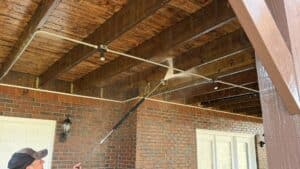 Power washing underneath of a deck