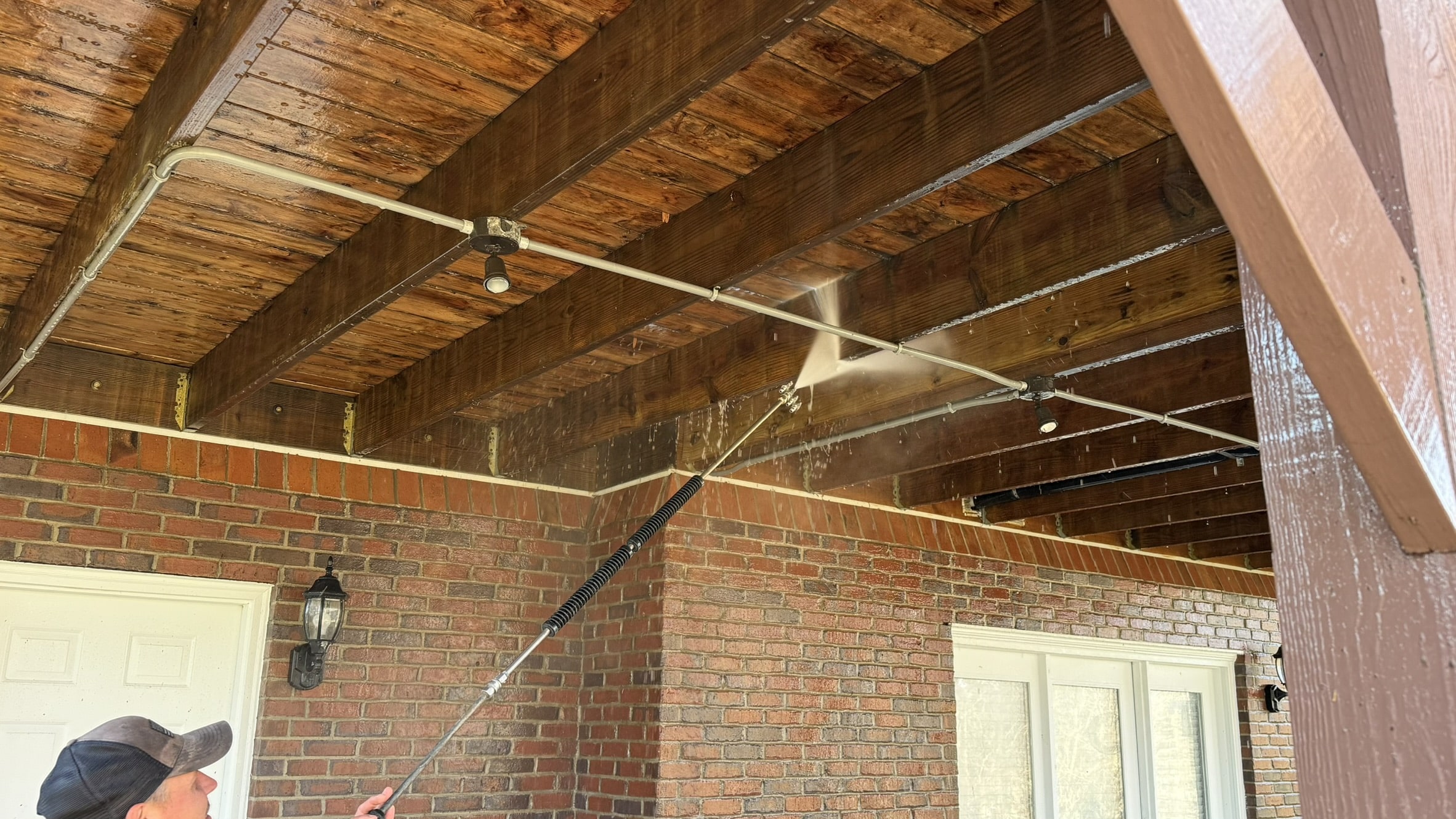 Power washing underneath of a deck