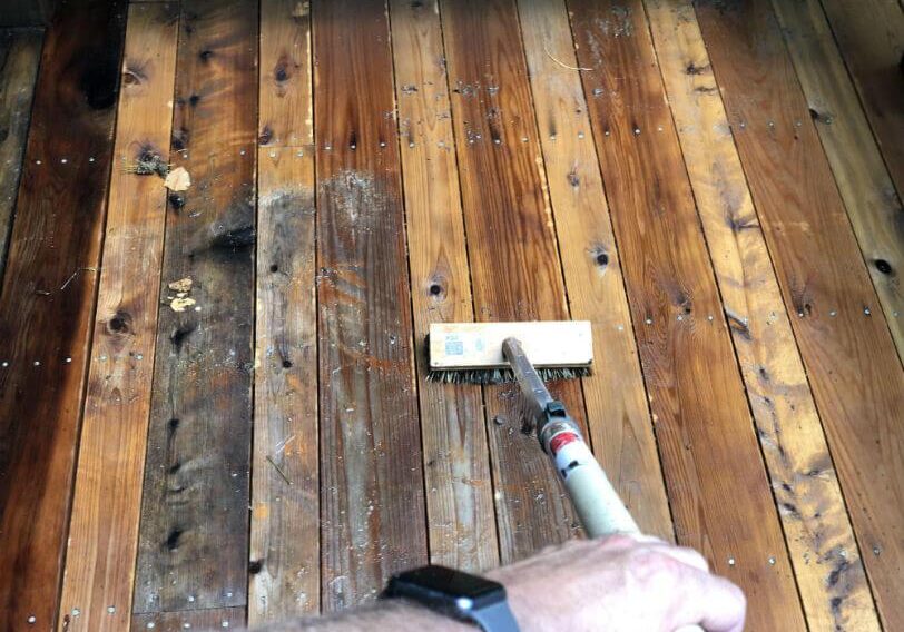 Cedar deck scrubbing