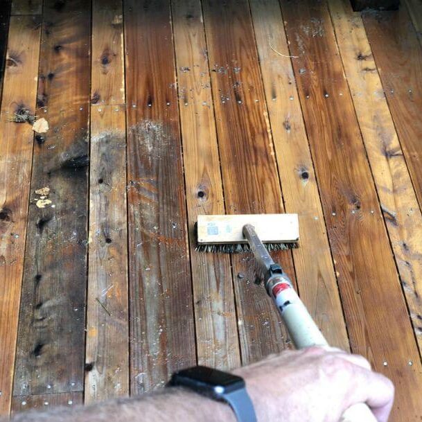 Cedar deck scrubbing